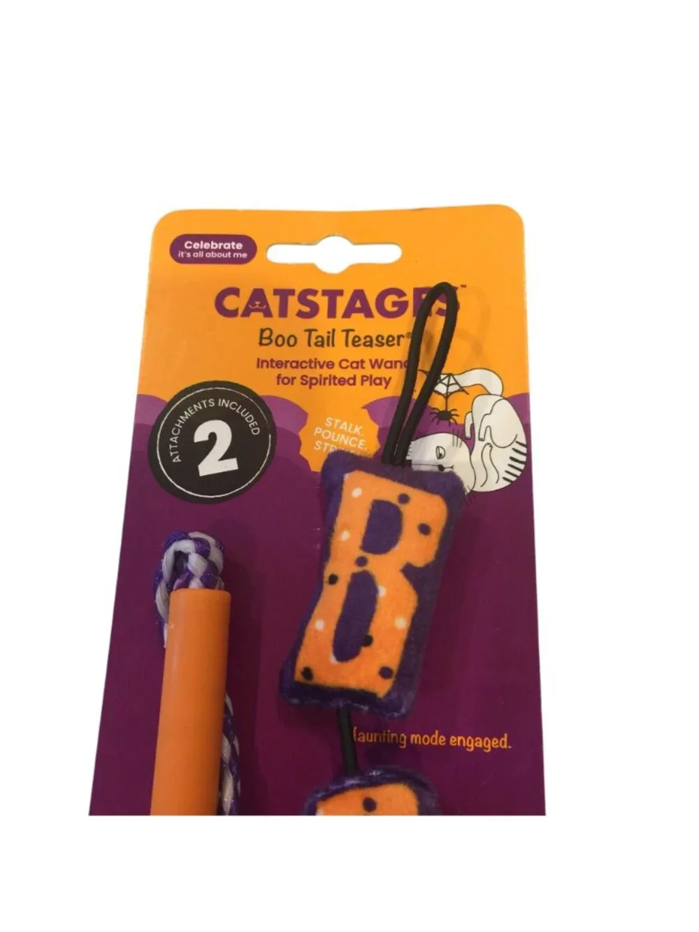 CATSTAGES Halloween BOO TAIL TEASERS Ghost Interactive Toy Orange Purple